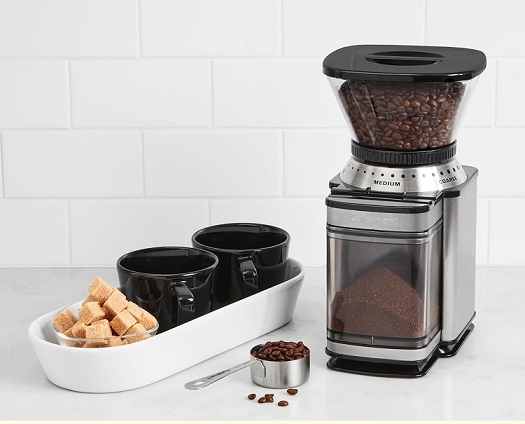 Cuisinart DBM-8P1 Electric Burr Coffee Grinder with 18 grind settings in stainless steel.