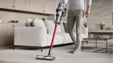 "Dyson Outsize Cordless Vacuum Cleaner in Nickel/Red, extra large with powerful suction