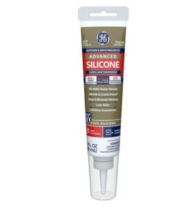 GE Advanced Silicone Caulk for Kitchen & Bathroom - Clear, 2.8 fl oz Tube, 12 Pack