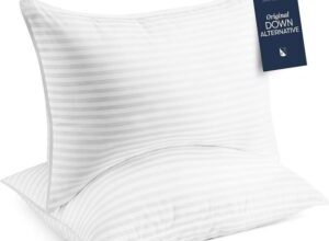 Beckham Hotel Collection Queen Size Pillows - White, Down Alternative Fill, Gel-Infused Cooling, Plush Support