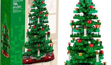 LEGO Christmas Tree Toy Building Set with two designs, festive holiday decor.